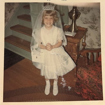 Mary Hayes first communion photo.