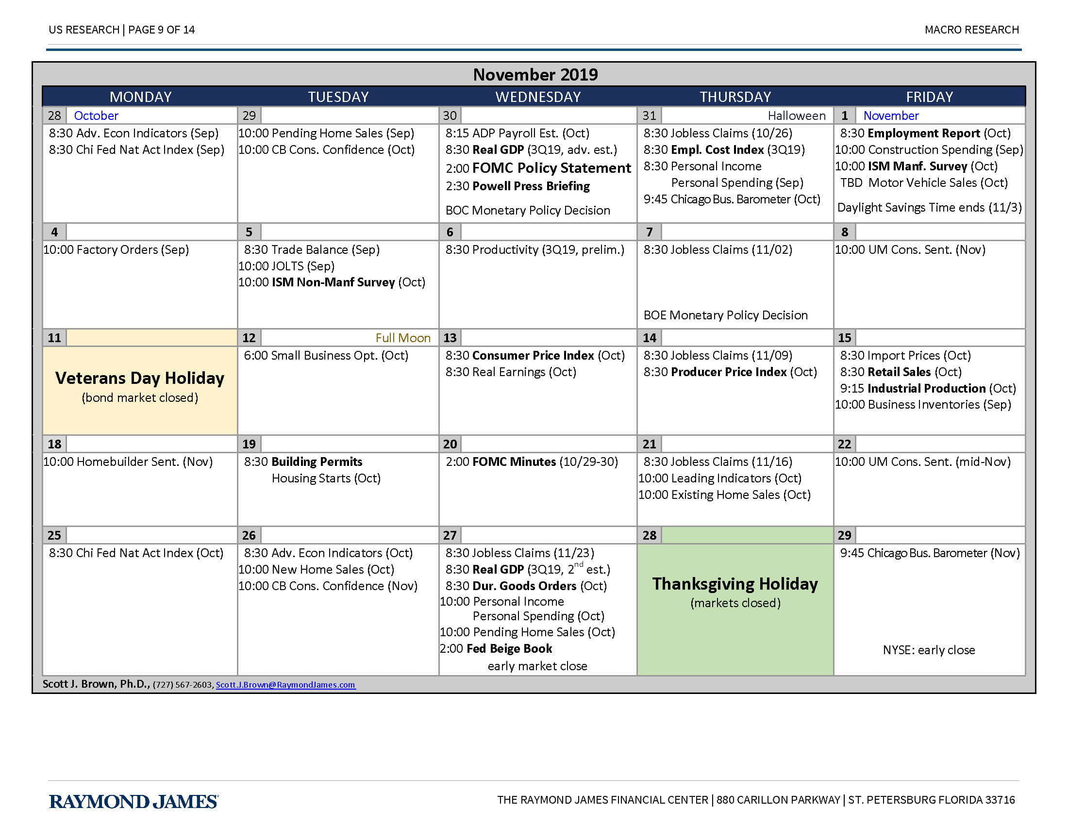 November Economic Calendar