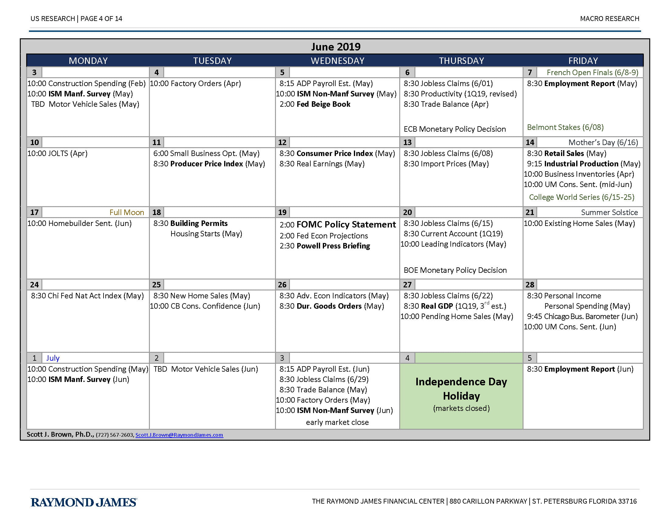 June Economic Calendar