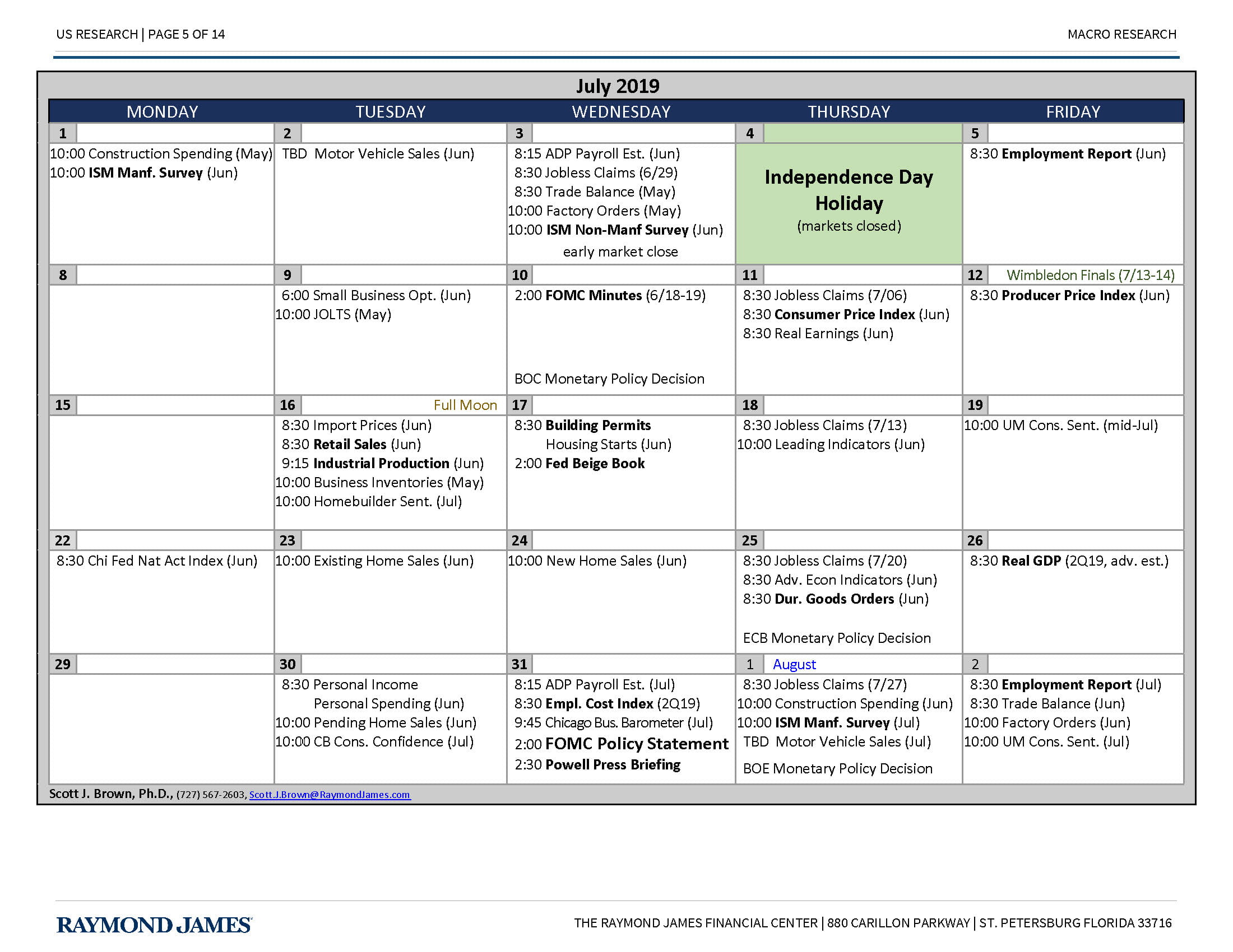 July Economic Calendar